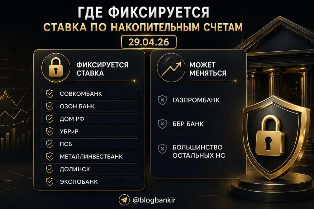 Где фиксируется ставка по накопительным счетам (31.08.26)