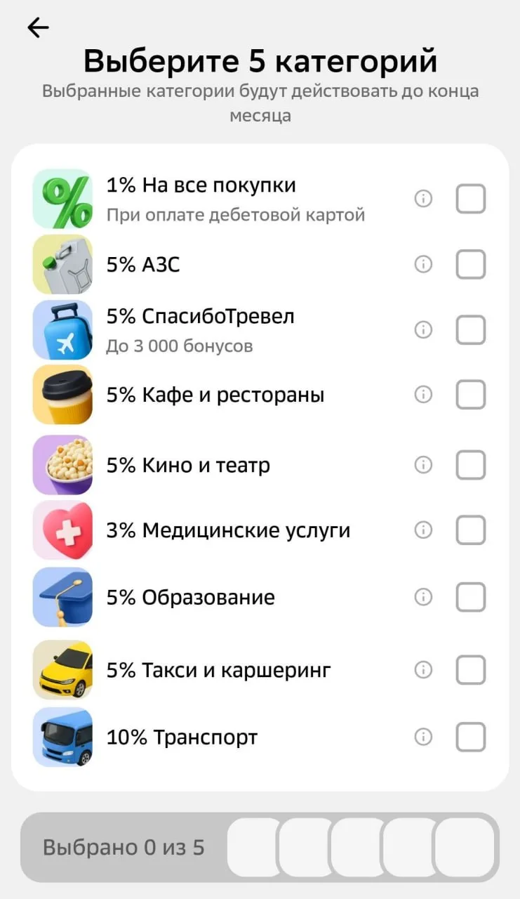 В Сбербанке доступен выбор категорий кэшбэка