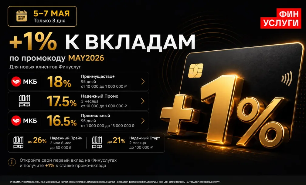 Финуслуги: +1% к ставке промо-вклада
