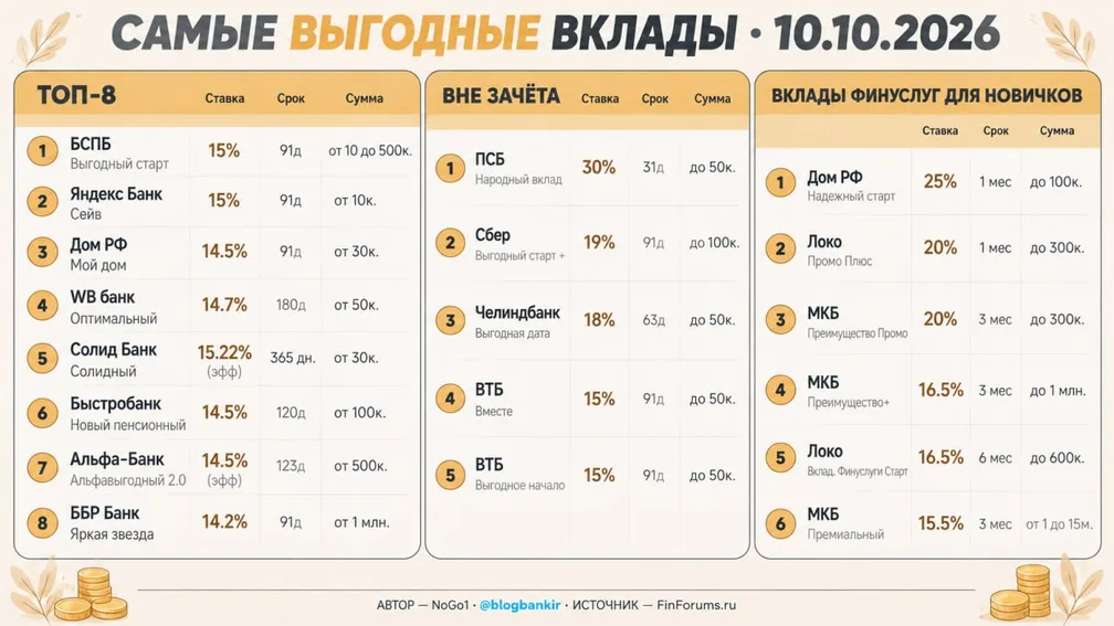 Самые выгодные вклады (10.10.2026)